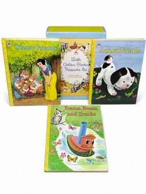 Little Golden Books Keepsake Set 12 Stories Disney Animals Trains 3 Volumes